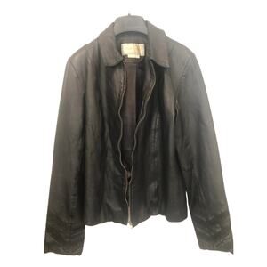 VTG Margaret Godfrey Black Genuine Leather Jacket Women's Size S Y2K Minimalist